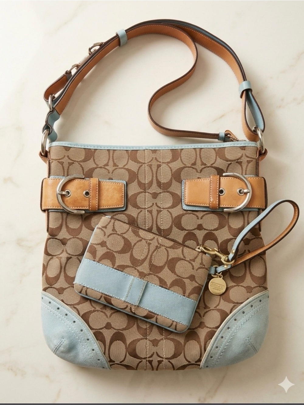 COACH Soho Signature Shoulder Bag + Matching Wristlet Set